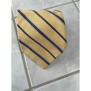 Vintage Brooks Brothers Makers Silk Yellow Blue Striped Tie Classic 3.75"‎ READ